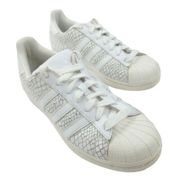 adidas Shoes - Adidas Womens Superstar White Leather Snake Emboss Sneakers Sz 8.5 Lace Up GUC
